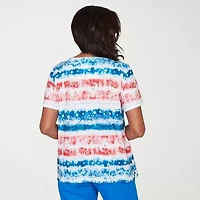 Alfred Dunner Lady Liberty Womens Crew Neck Short Sleeve T-Shirt
