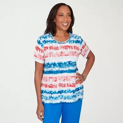 Alfred Dunner Lady Liberty Womens Crew Neck Short Sleeve T-Shirt