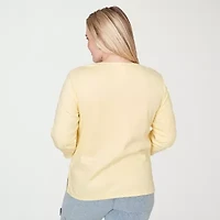 Alfred Dunner Out Of The Blue Womens Crew Neck 3/4 Sleeve T-Shirt