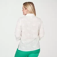 Alfred Dunner Resort Living Womens 3/4 Sleeve Blouse