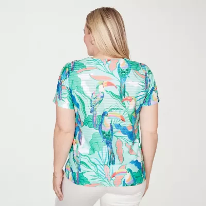 Alfred Dunner Womens V Neck Short Sleeve T-Shirt