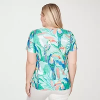 Alfred Dunner Womens V Neck Short Sleeve T-Shirt