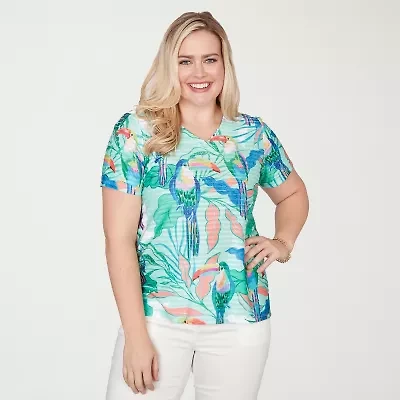 Alfred Dunner Womens V Neck Short Sleeve T-Shirt