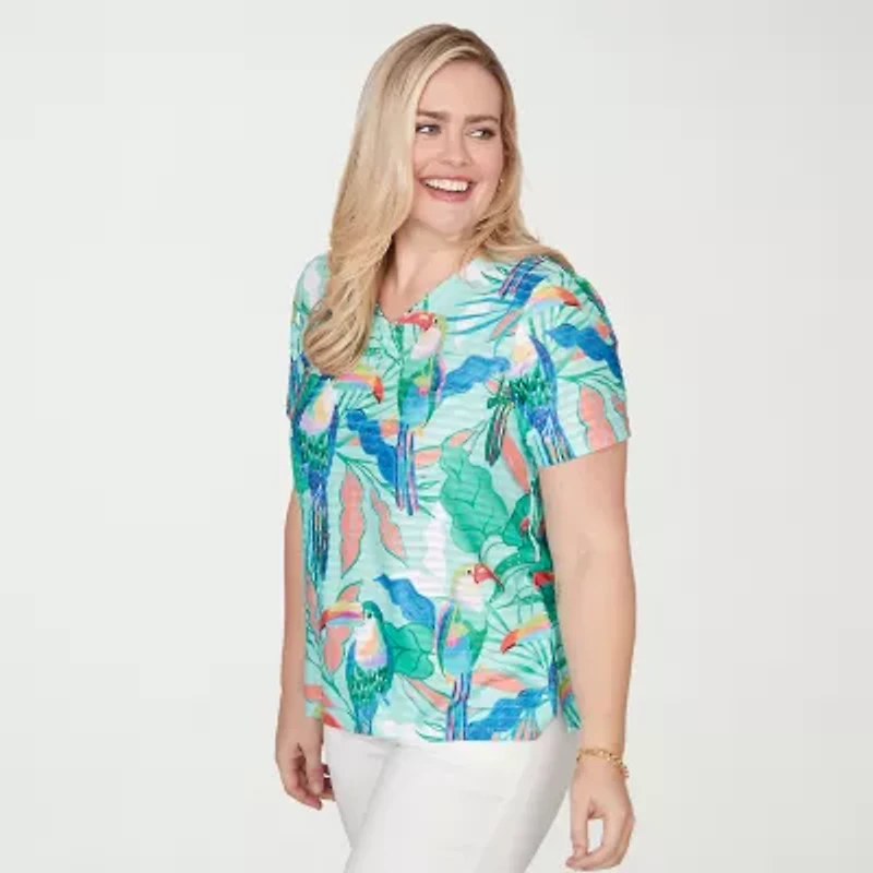 Alfred Dunner Womens V Neck Short Sleeve T-Shirt