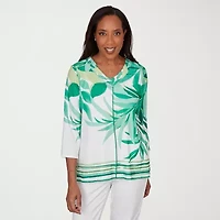 Alfred Dunner Womens V Neck 3/4 Sleeve T-Shirt