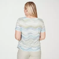 Alfred Dunner Vintage Charm Womens Round Neck Short Sleeve T-Shirt