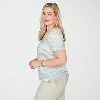 Alfred Dunner Vintage Charm Womens Round Neck Short Sleeve T-Shirt