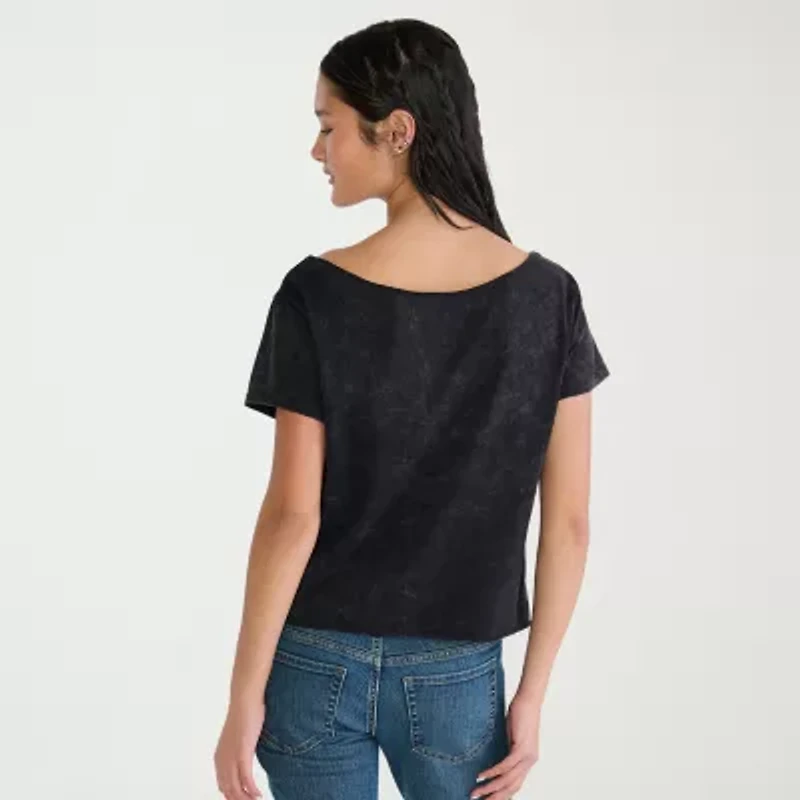 AEROPOSTALE Womens Juniors Boat Neck Short Sleeve Regular Fit Graphic T-Shirt