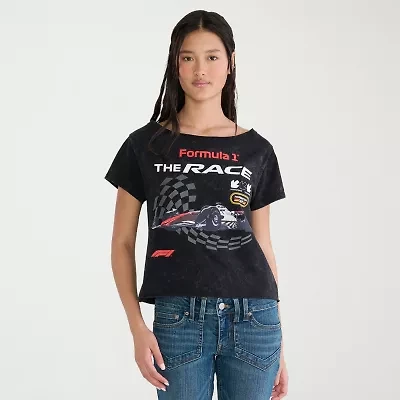AEROPOSTALE Womens Juniors Boat Neck Short Sleeve Regular Fit Graphic T-Shirt