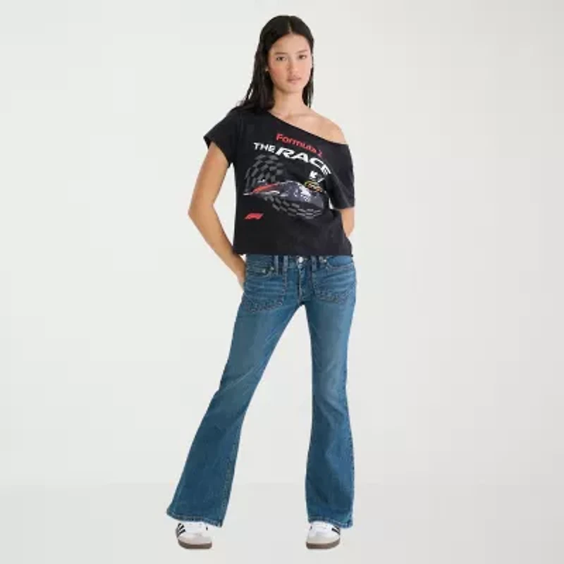 AEROPOSTALE Womens Juniors Boat Neck Short Sleeve Regular Fit Graphic T-Shirt