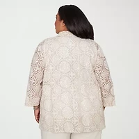 Alfred Dunner Womens Plus 3/4 Sleeve Blouse