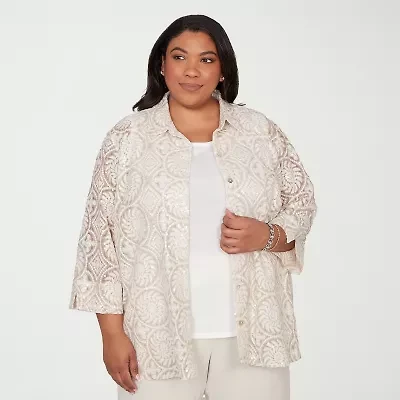 Alfred Dunner Womens Plus 3/4 Sleeve Blouse