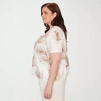 Alfred Dunner Natural Wonder Womens Plus Crew Neck Short Sleeve T-Shirt