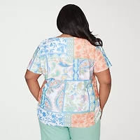 Alfred Dunner Womens Plus Crew Neck Short Sleeve T-Shirt