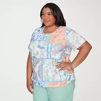 Alfred Dunner Womens Plus Crew Neck Short Sleeve T-Shirt