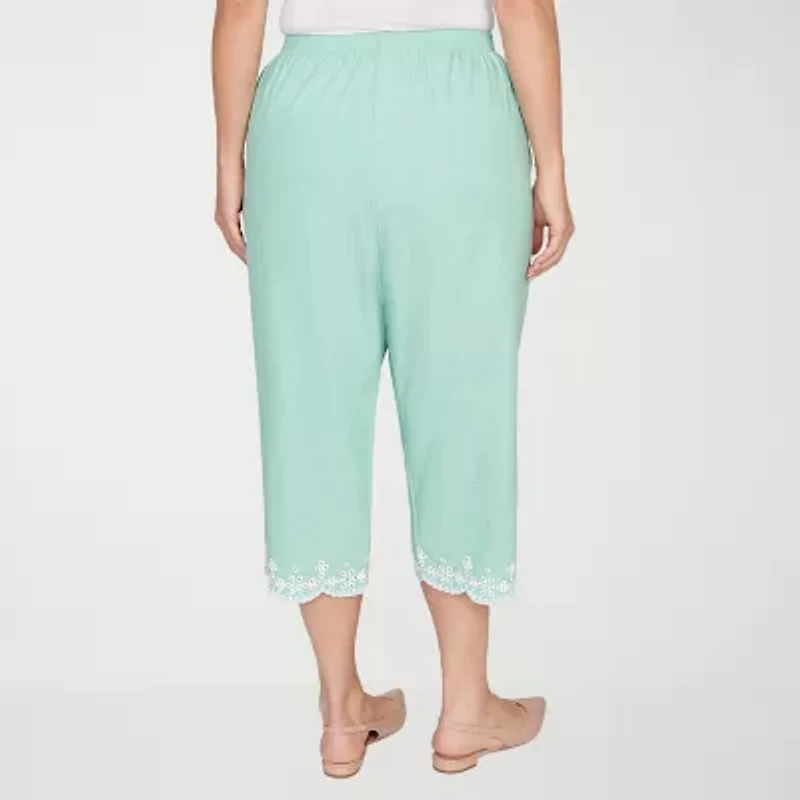 Alfred Dunner Caribbean Blues Womens Plus Straight Capri Pant