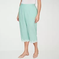Alfred Dunner Caribbean Blues Womens Plus Straight Capri Pant