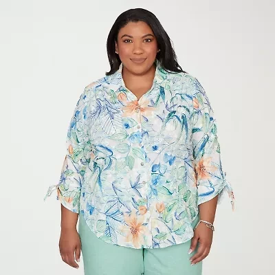 Alfred Dunner Womens Plus 3/4 Sleeve Blouse