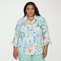 Alfred Dunner Womens Plus 3/4 Sleeve Blouse