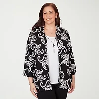 Alfred Dunner Crowd Pleaser Womens Plus 3/4 Sleeve Layered Top