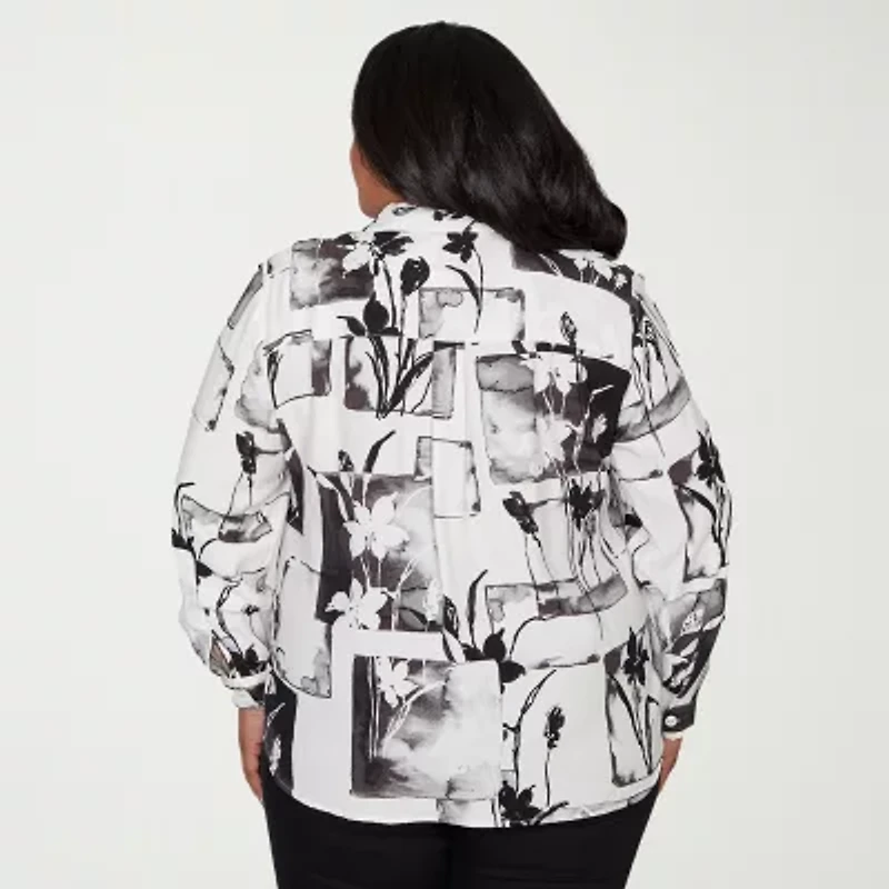 Alfred Dunner Crowd Pleaser Womens Plus Long Sleeve Blouse