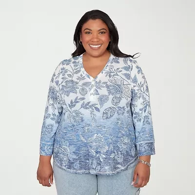 Alfred Dunner Out Of The Blue Womens Blouse