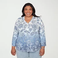 Alfred Dunner Out Of The Blue Womens Blouse