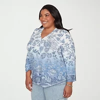 Alfred Dunner Out Of The Blue Womens Blouse