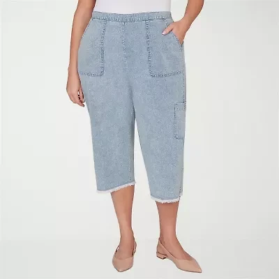 Alfred Dunner Out Of The Blue Womens Plus Straight Capri Pant
