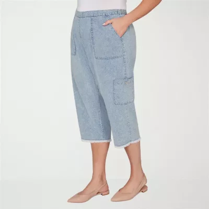Alfred Dunner Out Of The Blue Womens Plus Straight Capri Pant