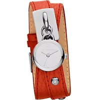 Liz Claiborne Womens Red Leather Double-Wrap Charm Watch