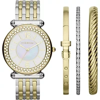 Liz Claiborne® Mixed-Metal Womens Watch & 3-Bangle Set