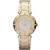 Liz Claiborne® Womens Gold-Tone Mother-of-Pearl Bracelet Watch