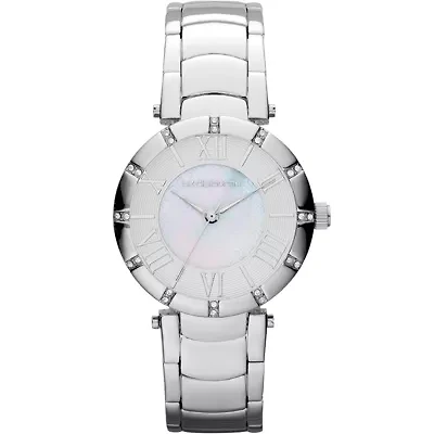 Liz Claiborne® Womens Silver-Tone Mother-of-Pearl Bracelet Watch