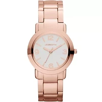 Liz Claiborne® Womens Rose-Tone Boyfriend Watch
