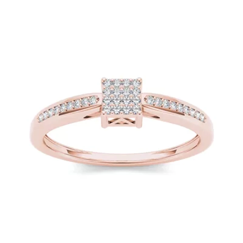 1/6 CT.T.W. Natural Diamond 10K Rose Gold Engagement Ring