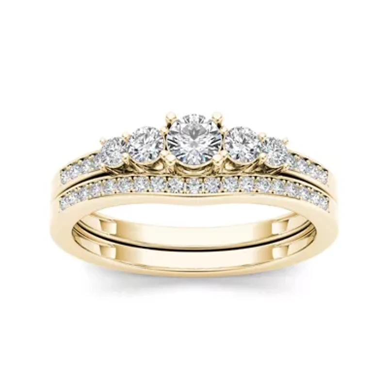1/2 CT.T.W. Natural Diamond 14K Yellow Gold Bridal Ring Set