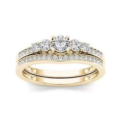 1/2 CT.T.W. Natural Diamond 14K Yellow Gold Bridal Ring Set