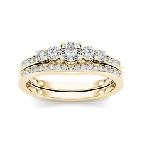 1/2 CT.T.W. Natural Diamond 14K Yellow Gold Bridal Ring Set