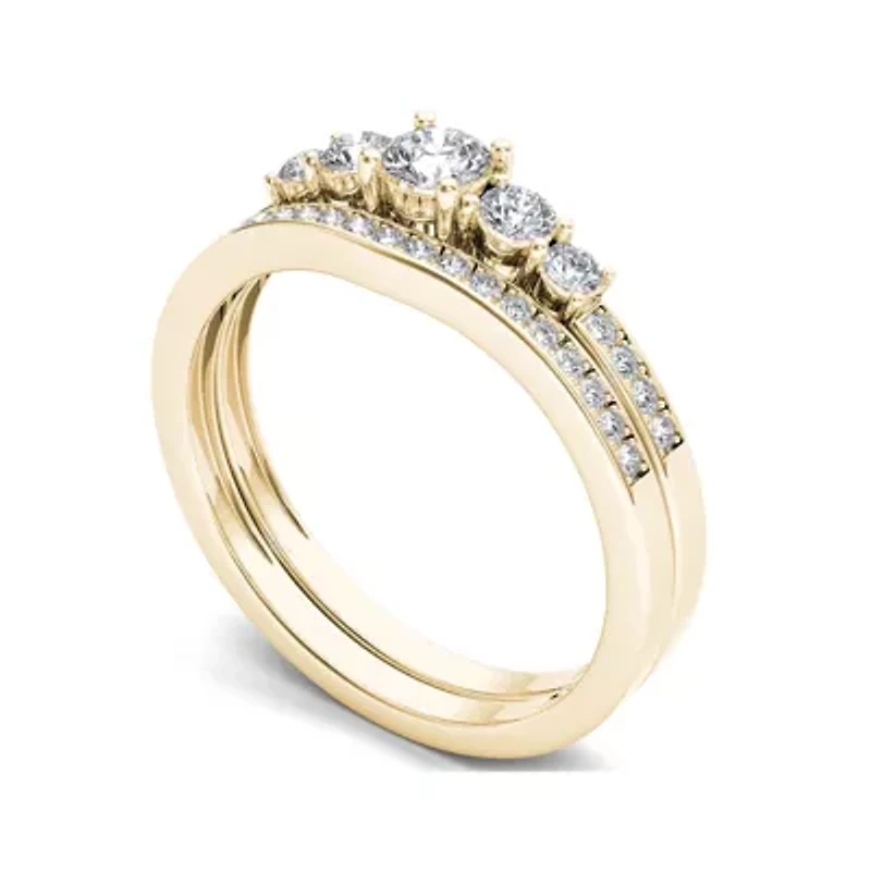 1/2 CT.T.W. Natural Diamond 14K Yellow Gold Bridal Ring Set