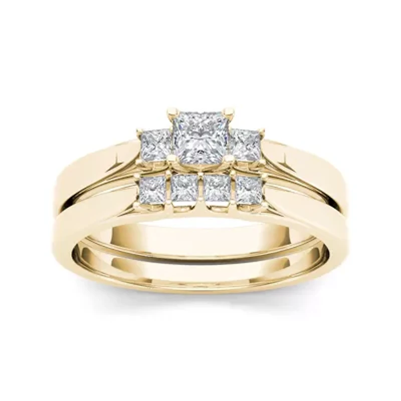 1/2 CT.T.W. Natural Diamond 14K Yellow Gold Bridal Ring Set