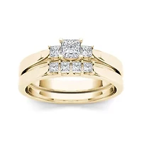 1/2 CT.T.W. Natural Diamond 14K Yellow Gold Bridal Ring Set