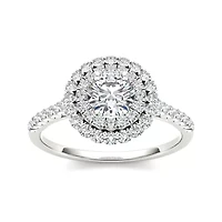 1 CT.T.W. Natural Diamond 14K White Gold Engagement Ring