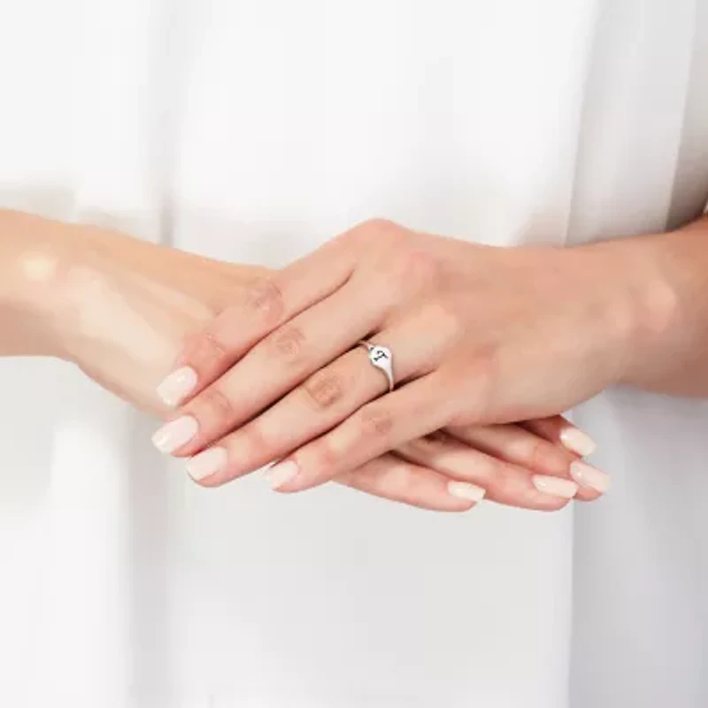 Womens Sterling Silver Signet Ring