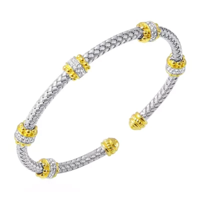 Paris 1901 By Charles Garnier Womens Cubic Zirconia 18K Gold Over Silver Cuff Bracelet