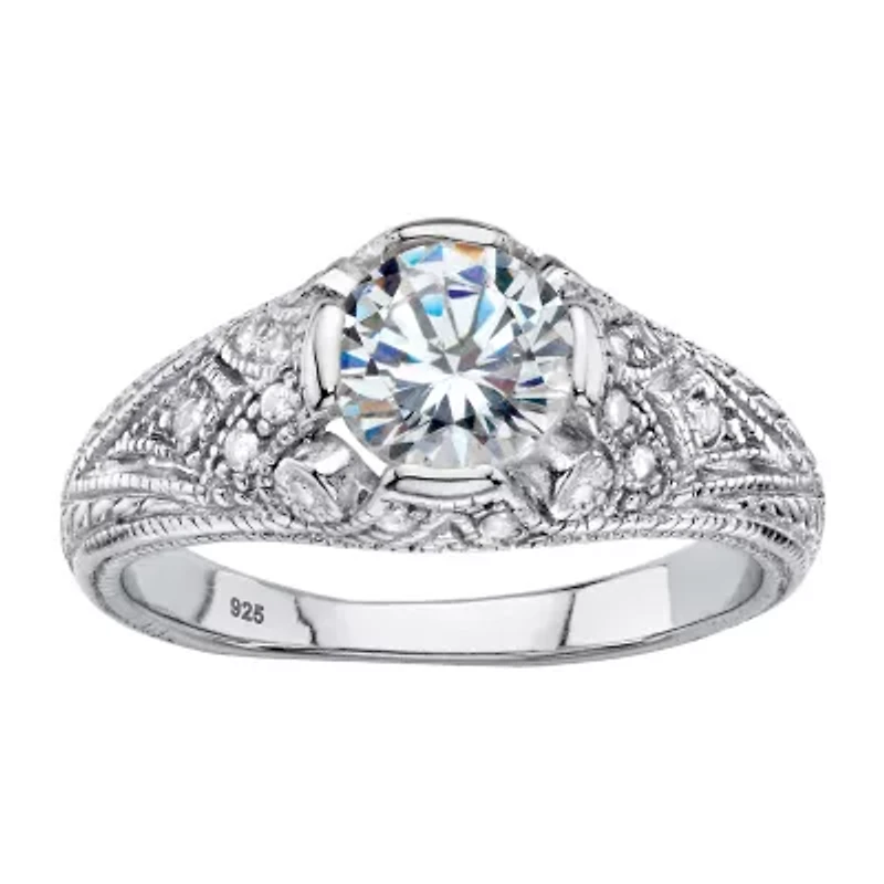 DiamonArt® Womens 1 3/4 CT. T.W. White Cubic Zirconia Sterling Silver Engagement Ring
