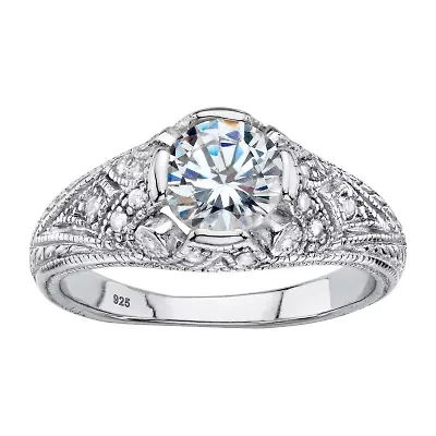 DiamonArt® Womens 1 3/4 CT. T.W. White Cubic Zirconia Sterling Silver Engagement Ring