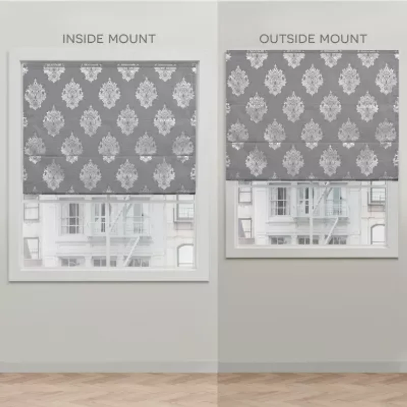 Exclusive Home Curtains Marseilles Damask Cordless Blackout Roman Shade