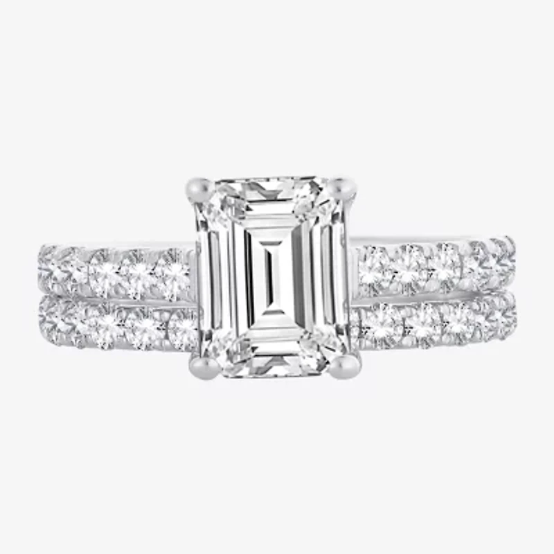 (H-I / SI1-SI2) Signature By Modern Bride Womens 2 1/2 CT. TW. Lab Grown White Diamond 14K Gold Emerald Bridal Set