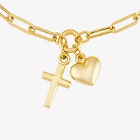 Gold Addiction Womens 14K Gold Cross Charm Bracelet
